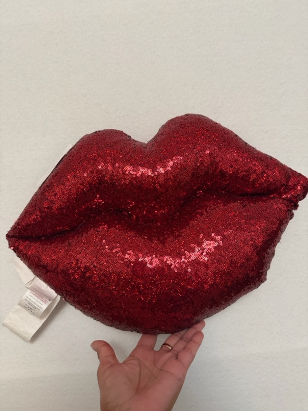 NWT Large Issac Mizrahi Sequin Lip Accent Pillow - Red